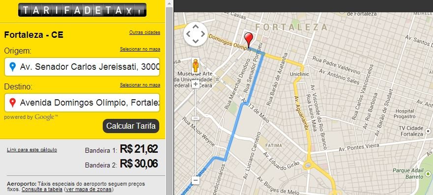 Calcular Preço do Taxi em Fortaleza e cidades do CE
